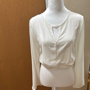 Ambiance White Cut Out Buttoned Blouse